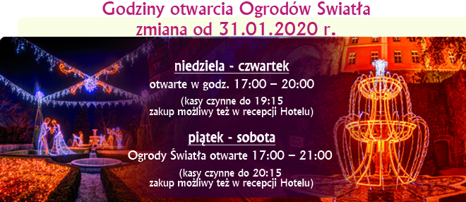 Ogrody Światła - zmiana godzin otwarcia od 31.01